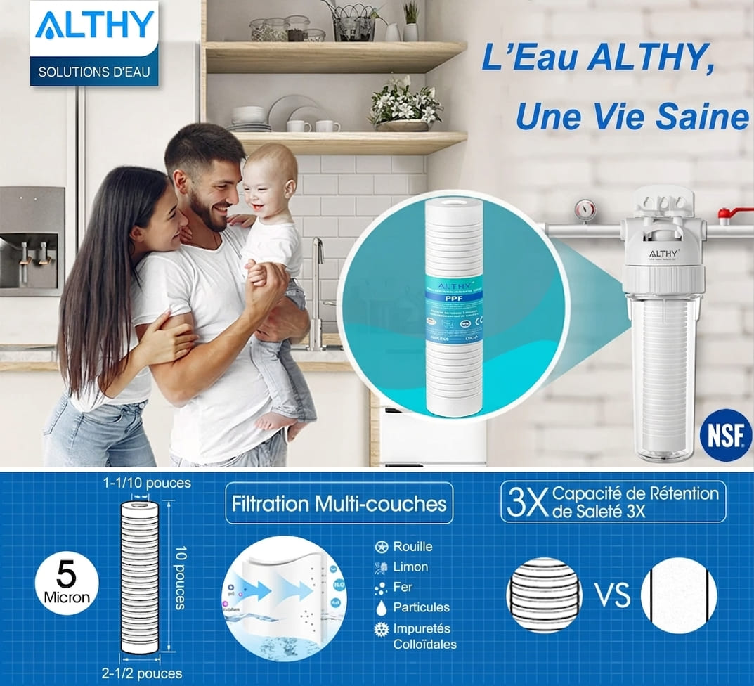 système de filtre à eau sédimentaire pour toute la maison, 5 microns, pré-filtre, pré-filtre en coton PP de 10 pouces – Image 6