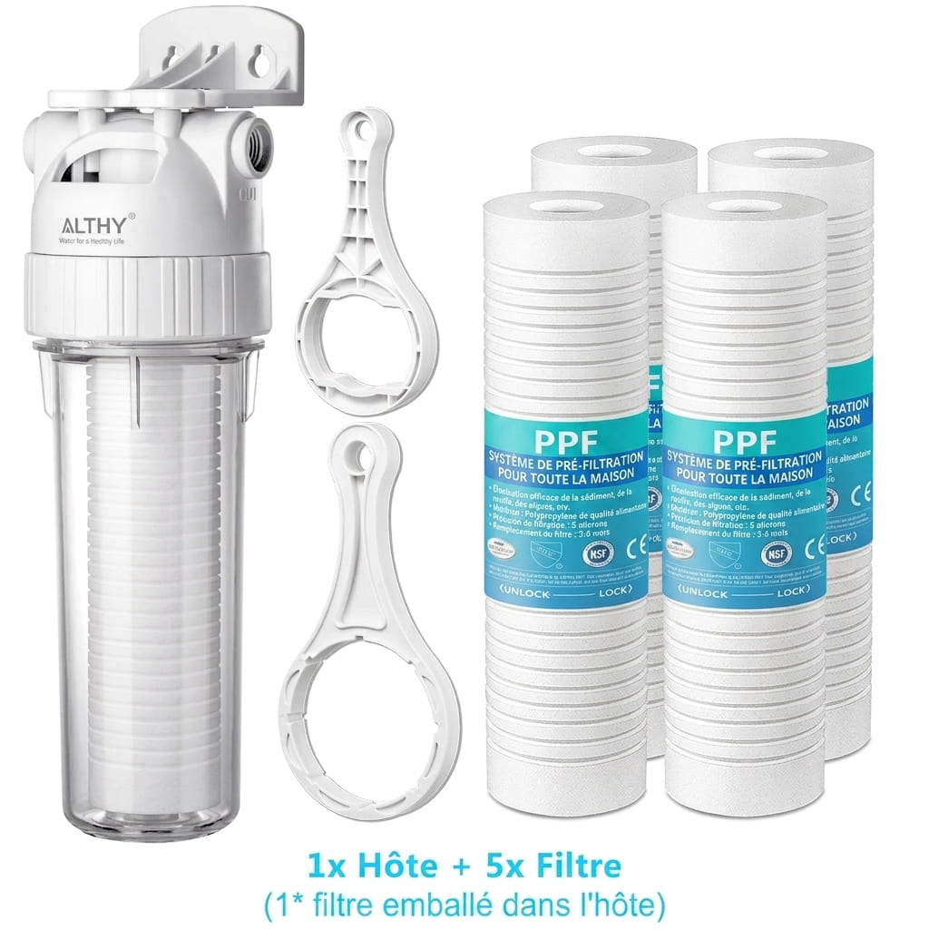 système de filtre à eau sédimentaire pour toute la maison, 5 microns, pré-filtre, pré-filtre en coton PP de 10 pouces